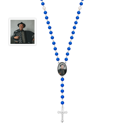 Custom Photo Rosary Beads Cross Necklace – Personalized Memorial Gift for Women