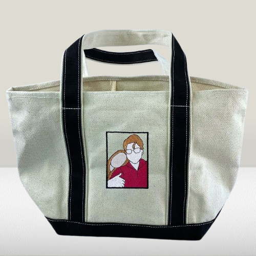 Couple’s Photo Tote Bag – Personalized Embroidered Portrait Gift