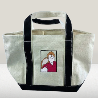 Couple’s Photo Tote Bag – Personalized Embroidered Portrait Gift
