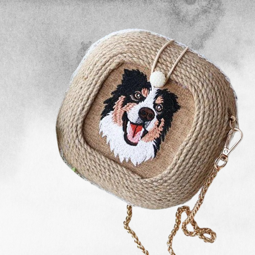Unique Pet Loss Memorial Gift - Custom Embroidered Dog Face Bag