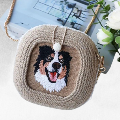Unique Pet Loss Memorial Gift - Custom Embroidered Dog Face Bag