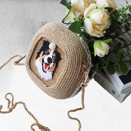 Unique Pet Loss Memorial Gift - Custom Embroidered Dog Face Bag