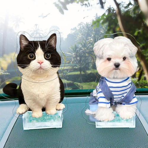 Customizable Pet Bobblehead Stand – Acrylic Car Decor for Animal Lovers