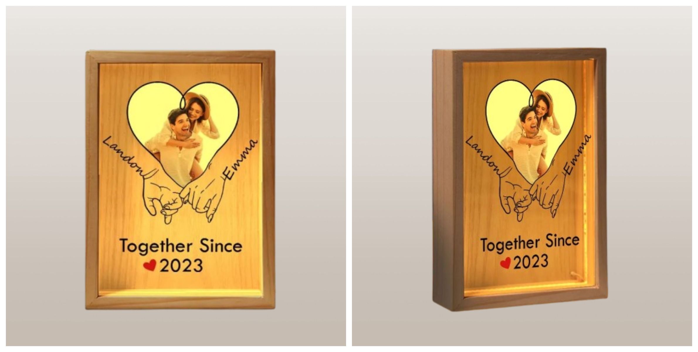 Personalized Anniversary Light Box – Together Since Holding Hands Frame