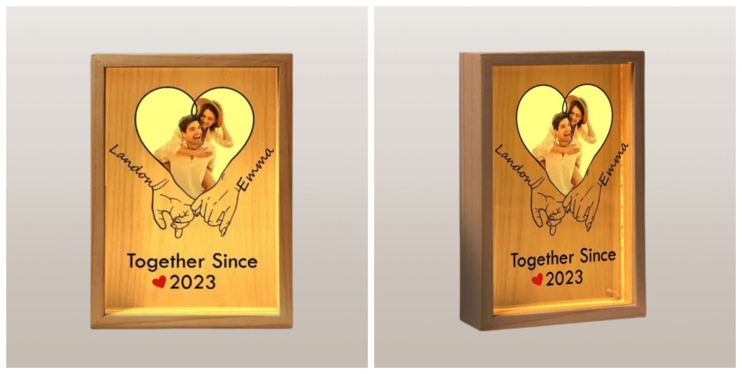 Personalized Anniversary Light Box – Together Since Holding Hands Frame
