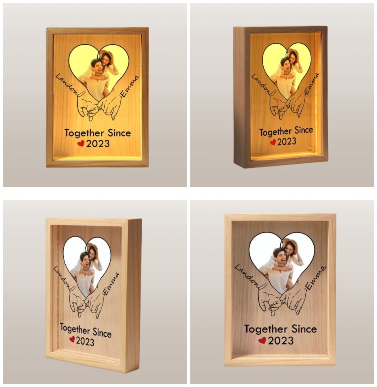 Personalized Anniversary Light Box – Together Since Holding Hands Frame