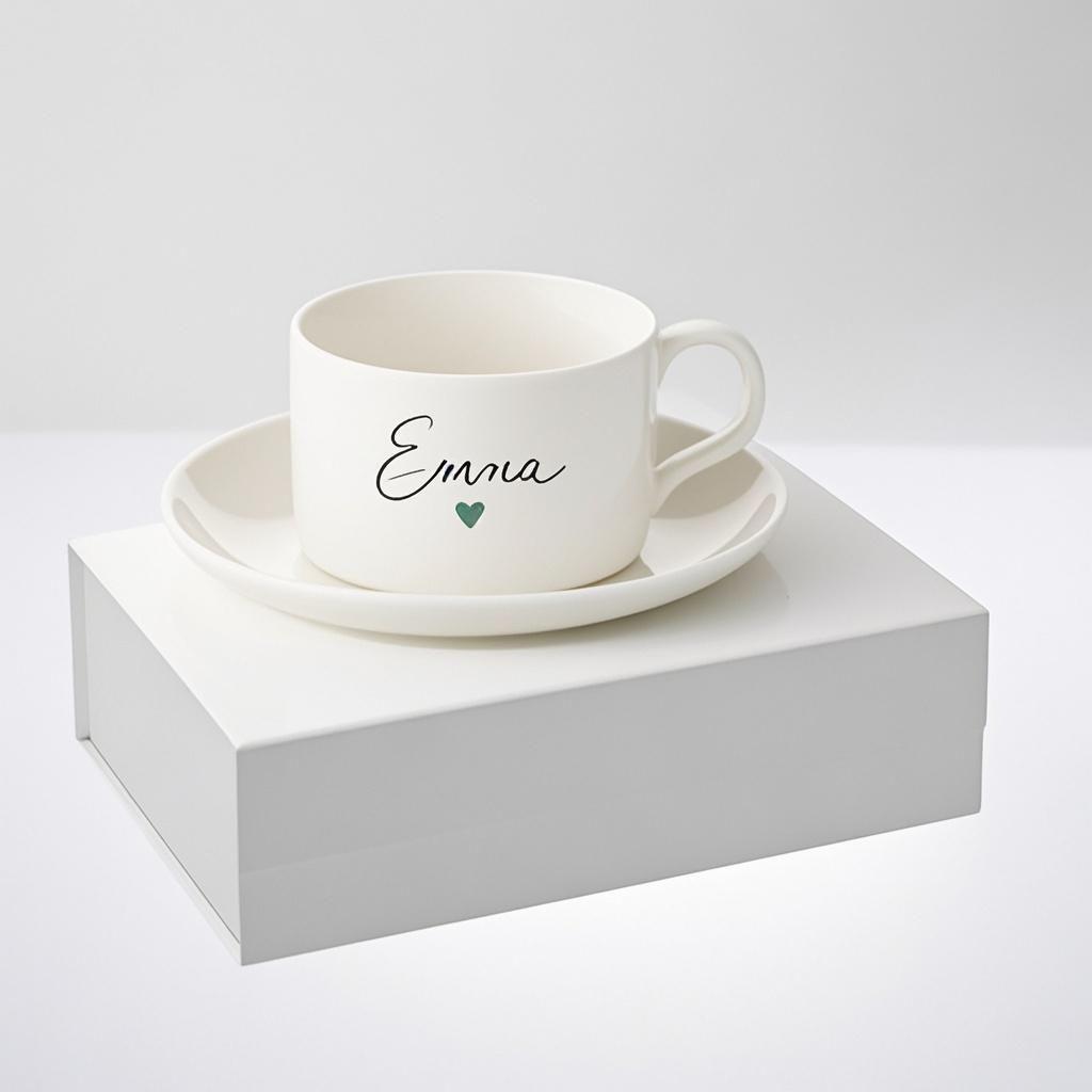Custom Tea Cup Gift Set - Personalized Name Mug and Saucer, Perfect for Her on Any Special Occasion