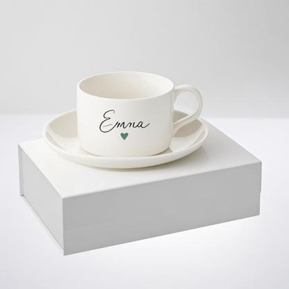 Custom Tea Cup Gift Set - Personalized Name Mug and Saucer, Perfect for Her on Any Special Occasion