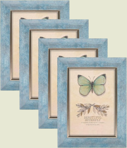 4 Pack 5x7 Rustic Retro Photo Frames with Plexiglass - Wall Mount or Tabletop, Ideal for Family, Friends and Wedding Memories