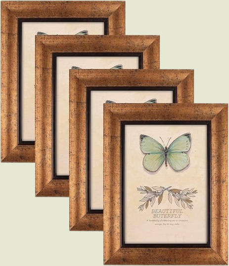 4 Pack 5x7 Rustic Retro Photo Frames with Plexiglass - Wall Mount or Tabletop, Ideal for Family, Friends and Wedding Memories