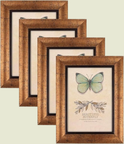 4 Pack 5x7 Rustic Retro Photo Frames with Plexiglass - Wall Mount or Tabletop, Ideal for Family, Friends and Wedding Memories