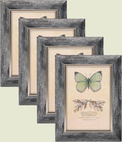 4 Pack 5x7 Rustic Retro Photo Frames with Plexiglass - Wall Mount or Tabletop, Ideal for Family, Friends and Wedding Memories
