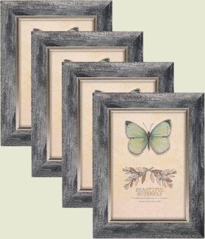 4 Pack 5x7 Rustic Retro Photo Frames with Plexiglass - Wall Mount or Tabletop, Ideal for Family, Friends and Wedding Memories