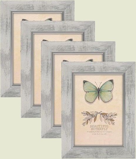 4 Pack 5x7 Rustic Retro Photo Frames with Plexiglass - Wall Mount or Tabletop, Ideal for Family, Friends and Wedding Memories