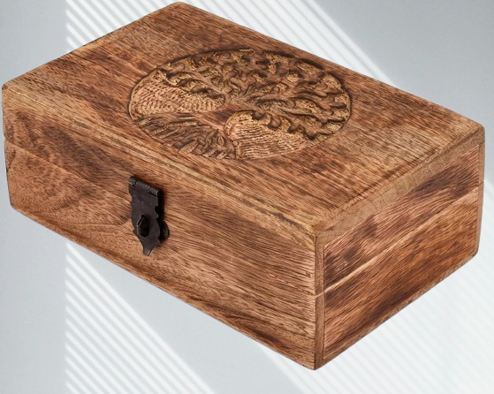 Tree of Life Mango Wood Keepsake Box - Handmade Jewelry Organizer, Unique Gift for Men & Women (Flame Work Engraving)