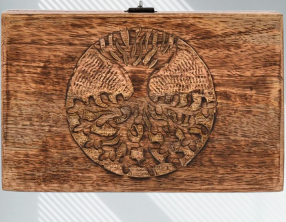 Tree of Life Mango Wood Keepsake Box - Handmade Jewelry Organizer, Unique Gift for Men & Women (Flame Work Engraving)