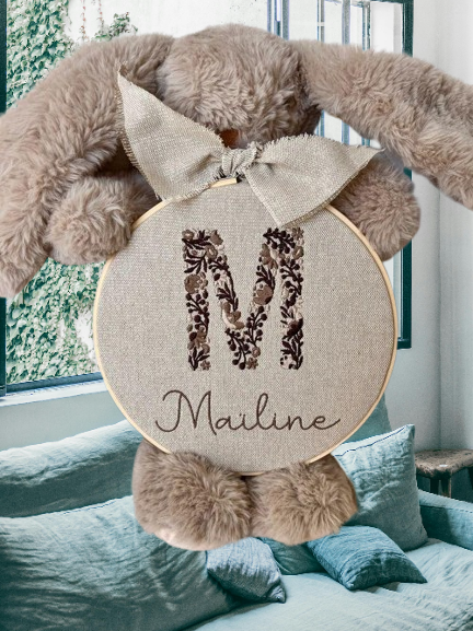 Custom Embroidered Drum & Flowers Baby Kit - First Name Birthday Gift