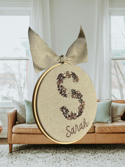 Custom Embroidered Drum & Flowers Baby Kit - First Name Birthday Gift