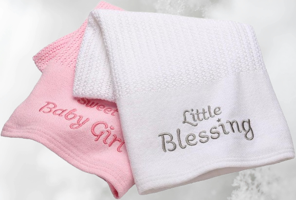Hearts Jacquard Baby Blanket – Soft Pink and White Chenille, 30x40 Inches