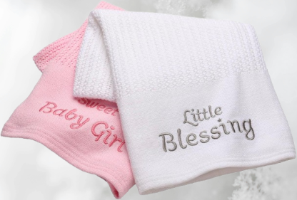 Hearts Jacquard Baby Blanket – Soft Pink and White Chenille, 30x40 Inches