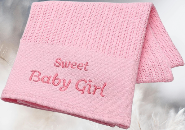 Hearts Jacquard Baby Blanket – Soft Pink and White Chenille, 30x40 Inches