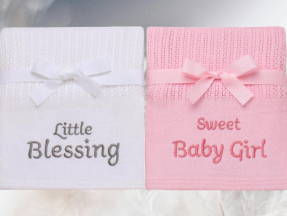 Hearts Jacquard Baby Blanket – Soft Pink and White Chenille, 30x40 Inches