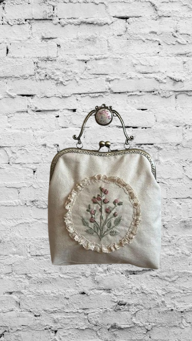 Custom Vintage Flower Bag - Embroidered Clasp Clutch or Crossbody
