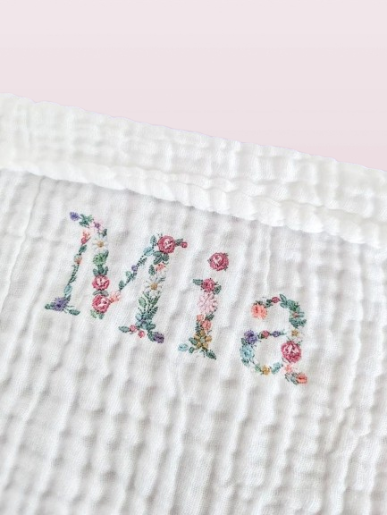 Floral Swaddle Blanket for Girls - Custom Embroidered Name