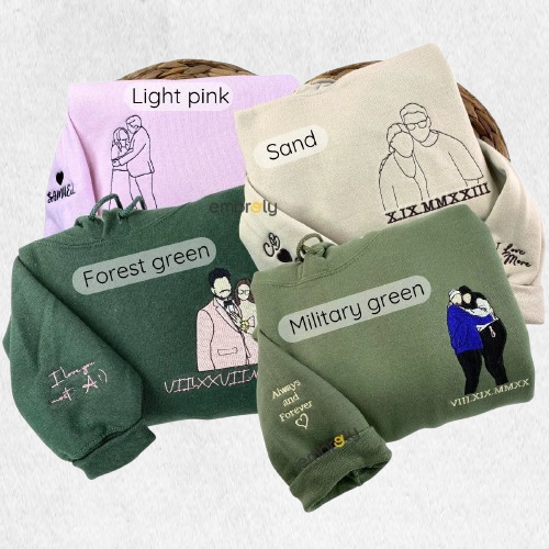Photo to Line Art Hoodie – Custom Embroidered Personalized Gift