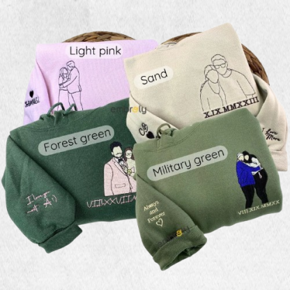 Photo to Line Art Hoodie – Custom Embroidered Personalized Gift