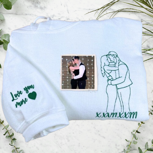 Photo to Line Art Hoodie – Custom Embroidered Personalized Gift