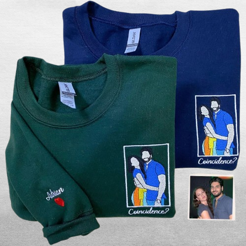 Photo to Line Art Hoodie – Custom Embroidered Personalized Gift