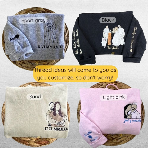 Photo to Line Art Hoodie – Custom Embroidered Personalized Gift