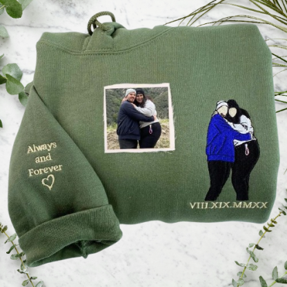 Photo to Line Art Hoodie – Custom Embroidered Personalized Gift