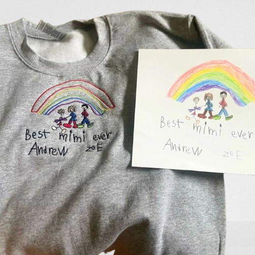 Unique Family Gifts: Embroidered Sweatshirts with Children's Artwork for Mom & Grandma