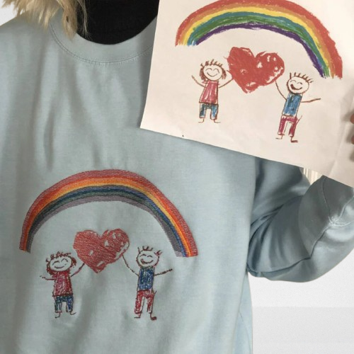 Unique Family Gifts: Embroidered Sweatshirts with Children's Artwork for Mom & Grandma