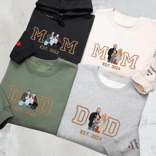 Cherished Memories: Embroidered Family Photo Hoodie & Sweatshirt