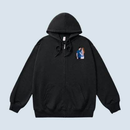 Hooded Embroidered Cardigan – Custom Zipper Hoodie for You