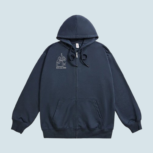 Hooded Embroidered Cardigan – Custom Zipper Hoodie for You