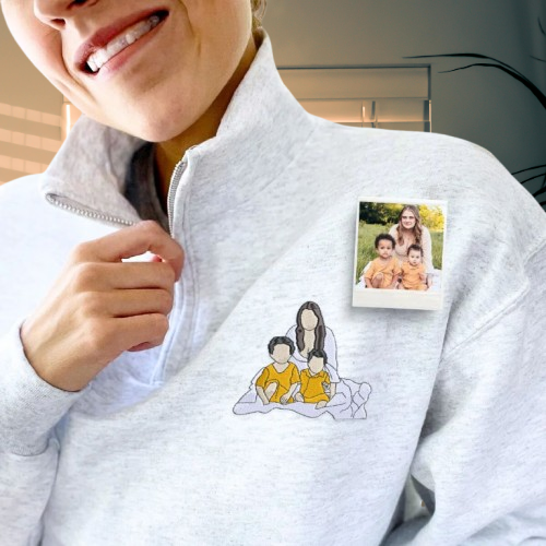 Quarter Zip Mama Sweatshirt – Custom Embroidered Gift for Mother’s Day