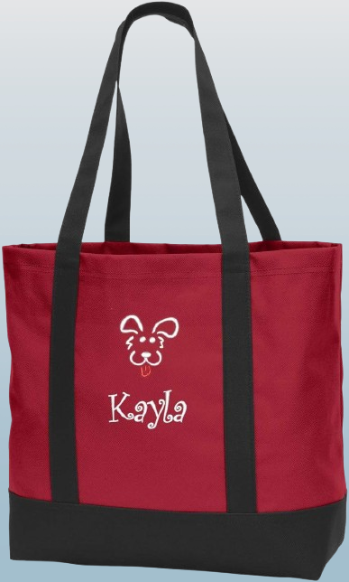 Personalized Blue Tote Bag - Embroidered Puppy Dog for Pet Lovers