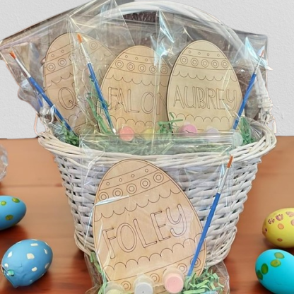 Custom Easter Egg Painting Kit - Personalized Wooden Eggs with Names, DIY Holiday Craft for Kids, Family Gifts & Party Decor (Set of 5)