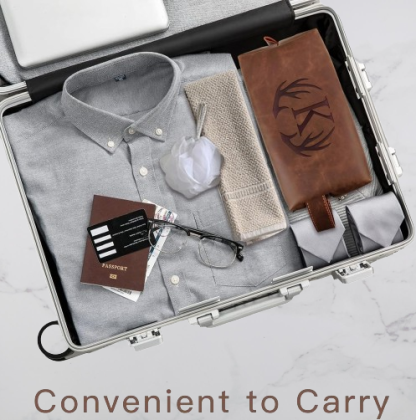 Personalized Leather Toiletry Bag for Men - Engraved Initials, Waterproof Travel Shaving Bag - Unique Gift for Him, Perfect for Birthdays & Travel