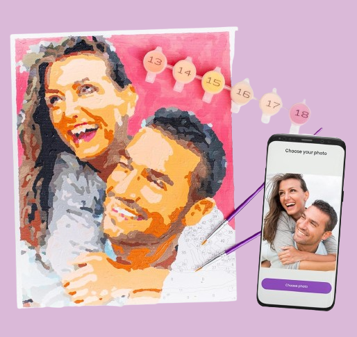 Custom Paint by Numbers for Adults - Create Your Own Portrait Kit | Personalized Photo to Canvas Art | Deluxe Paint Your Numbered Picture Set