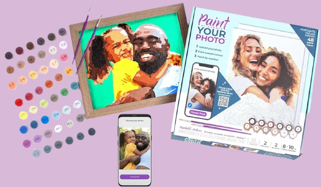 Custom Paint by Numbers for Adults - Create Your Own Portrait Kit | Personalized Photo to Canvas Art | Deluxe Paint Your Numbered Picture Set