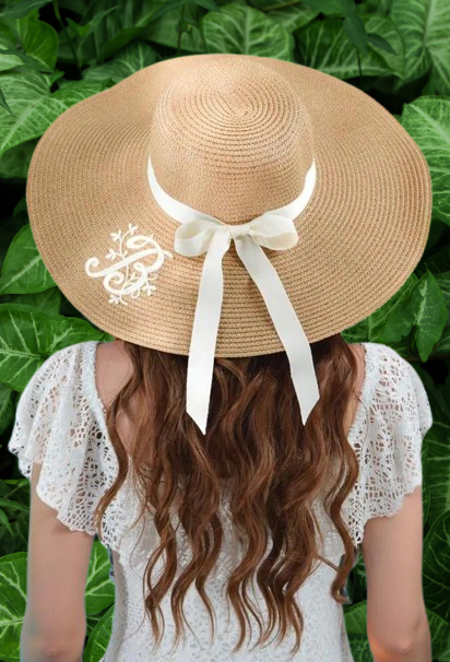 Custom Bride Sun Hat with 3D Embroidery - Personalized Floppy Beach Hat, Unique Gift for Her or Bridesmaids