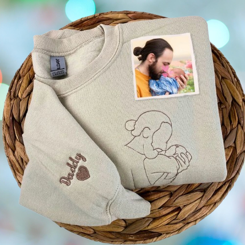Dad’s Embroidered Crewneck – Personalized Photo Sweatshirt