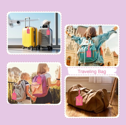 Custom Embroidered Initial Luggage Tags - Stylish PU Leather Suitcase Identifier, Personalized Travel Bag Tags for Men, Women, Kids, and Handbags