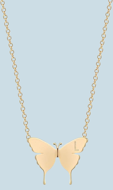 Personalized Name Necklace - Butterfly Pendant Initial Jewelry for Women, Minimalist Dainty Everyday Chain Gift
