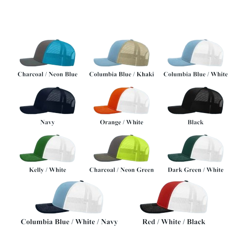 Custom Trucker Cap - Personalized Embroidered Hat with Logo/Text - Adjustable Mesh Back